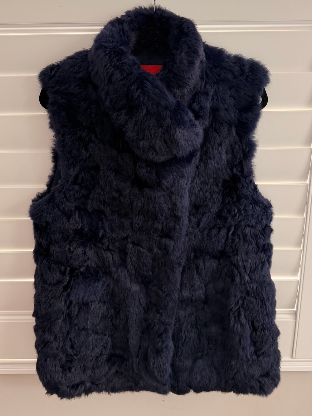 Vintage Annabelle Navy real Fur Vest with Cozy Collar